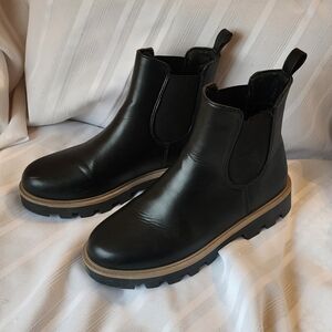 Rouge Helium Ankle Boots Womens Sz 7.5 Black Biker Slip On Booties